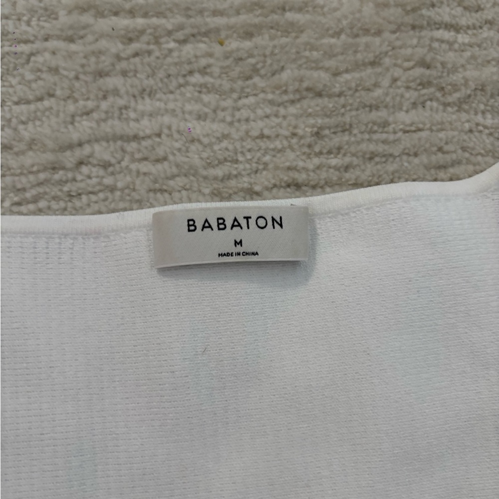 White Babaton Ribbed Contour Crop Top - Picture 5 of 7
